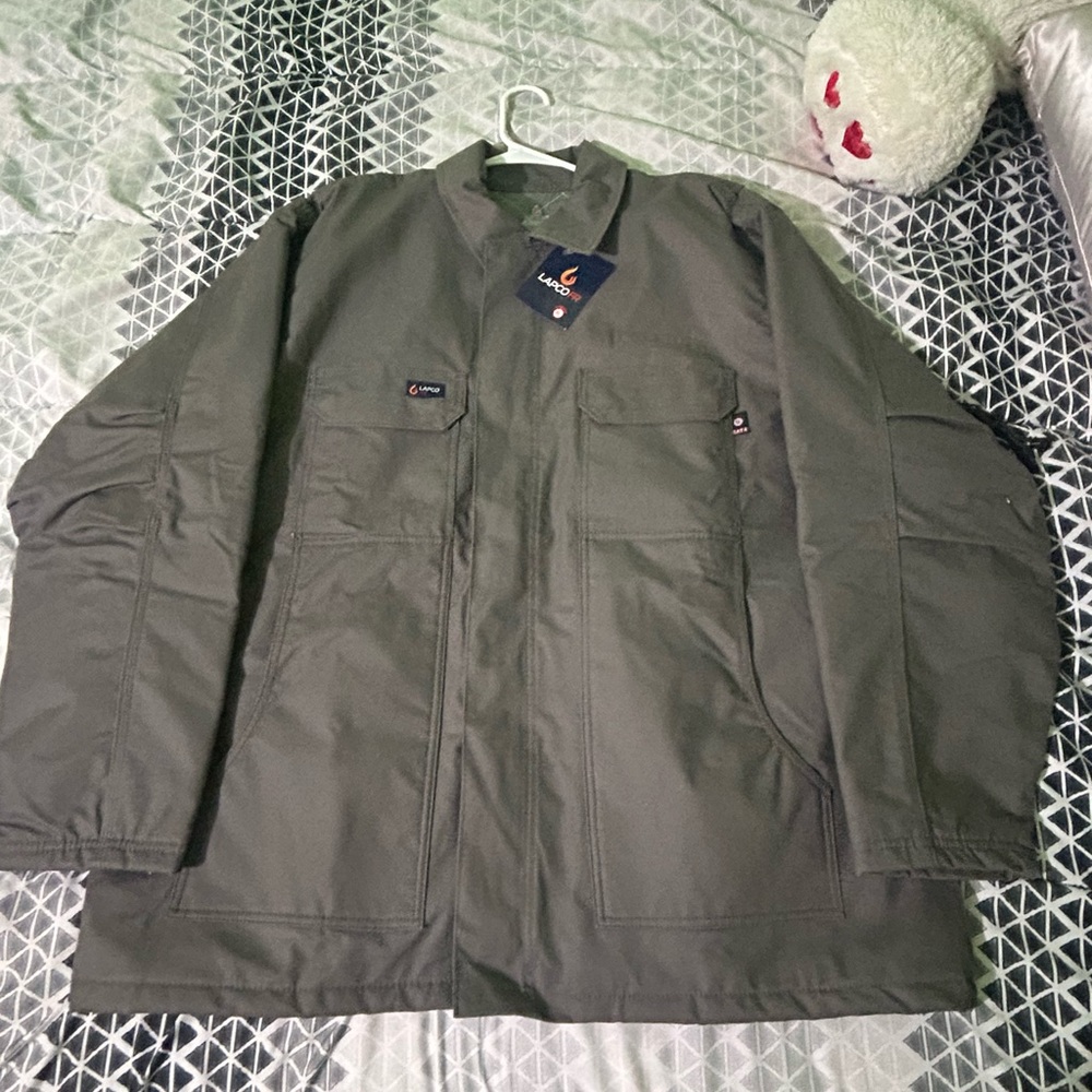 LAPCO FR Mens Gray Duck Canvas Flame Resistant Heavy Duty Work Jacket - Size xl